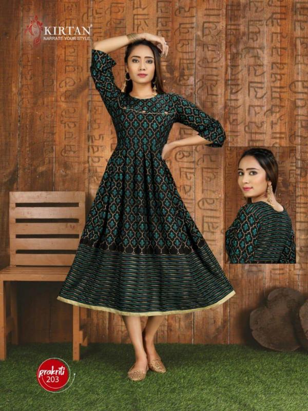 Kirtan Prakriti 2 Rayon Fancy Long Kurti Catalogue